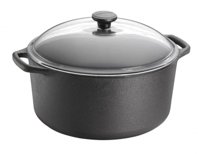 Casserole / rôtissoire 7 litres en fonte avec couvercle en verre et bouton en fonte Skeppshult Pour tous les types de cuisinières, y compris l'induction, le four (couvercle en verre jusqu'à 200 degrés)