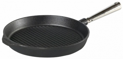 Poêle à griller en fonte Ø 25 cm - Poignée et contre-poignée en acier inoxydable Skeppshult