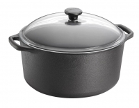 Cast iron Casserole / roaster 7 litres with glass lid & cast iron knob Skeppshult For all types of stoves, incl. induction, oven (glass lid up to 200 degrees)