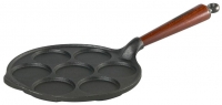 Cast iron Scotch Pancake pan for 7 small pancakes with beech wood handle Ø 23cm Skeppshult 0032T