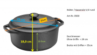 Gusseisen Kasserole / Bräter 5,5 Liter mit Gusseisendeckel Skeppshult Für alle Herdarten, inkl. Induktion, Ofen