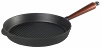 Cast iron Grill pan Ø 28 cm with wooden handle beech Skeppshult 0028T