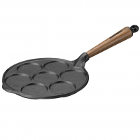 Crêpière pour 7 petites crêpes avec manche en noyer Ø 23cm en fonte Skeppshult