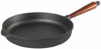 Cast iron serving pan / deep pan Ø 28 cm with wooden handle beech high edge 5 cm Skeppshult 0285T