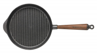 Grill pan cast iron Ø 25 cm - Walnut handle & counter handle Skeppshult For all cookers