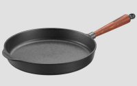 Cast iron serving pan / deep pan Ø 30 cm with wooden handle beech high edge 5 cm Skeppshult 2300T