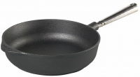 Cast iron Serving pan Ø 25 cm stainless steel handle & counter handle. High edge 6 cm Skeppshult 0250