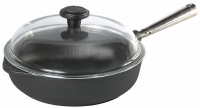 Cast iron serving pan Ø 25 cm with glass lid - stainless steel handle & counter handle Skeppshult