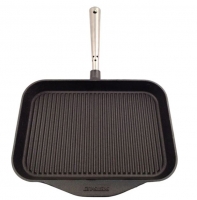 Gusseisen Grillpfanne 32 x 22 cm - Edelstahlgriff & Gegengriff Skeppshult 0129