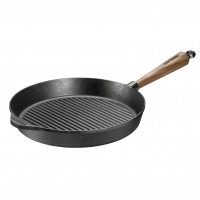 Grillpfanne Ø 28 cm Gusseisen - Walnussgriff & Gegengriff Skeppshult Für alle Herdarten