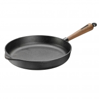 Serving pan / Deep frying pan cast iron Ø 28 cm - High edge 5 cm.  Walnut handle & counter handle Skeppshult