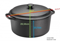 Cast iron Casserole / roaster round with cast-iron lid 7 L Skeppshult