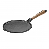 Pancake/crepes pan cast iron with walnut wooden handle Ø 23cm Skeppshult